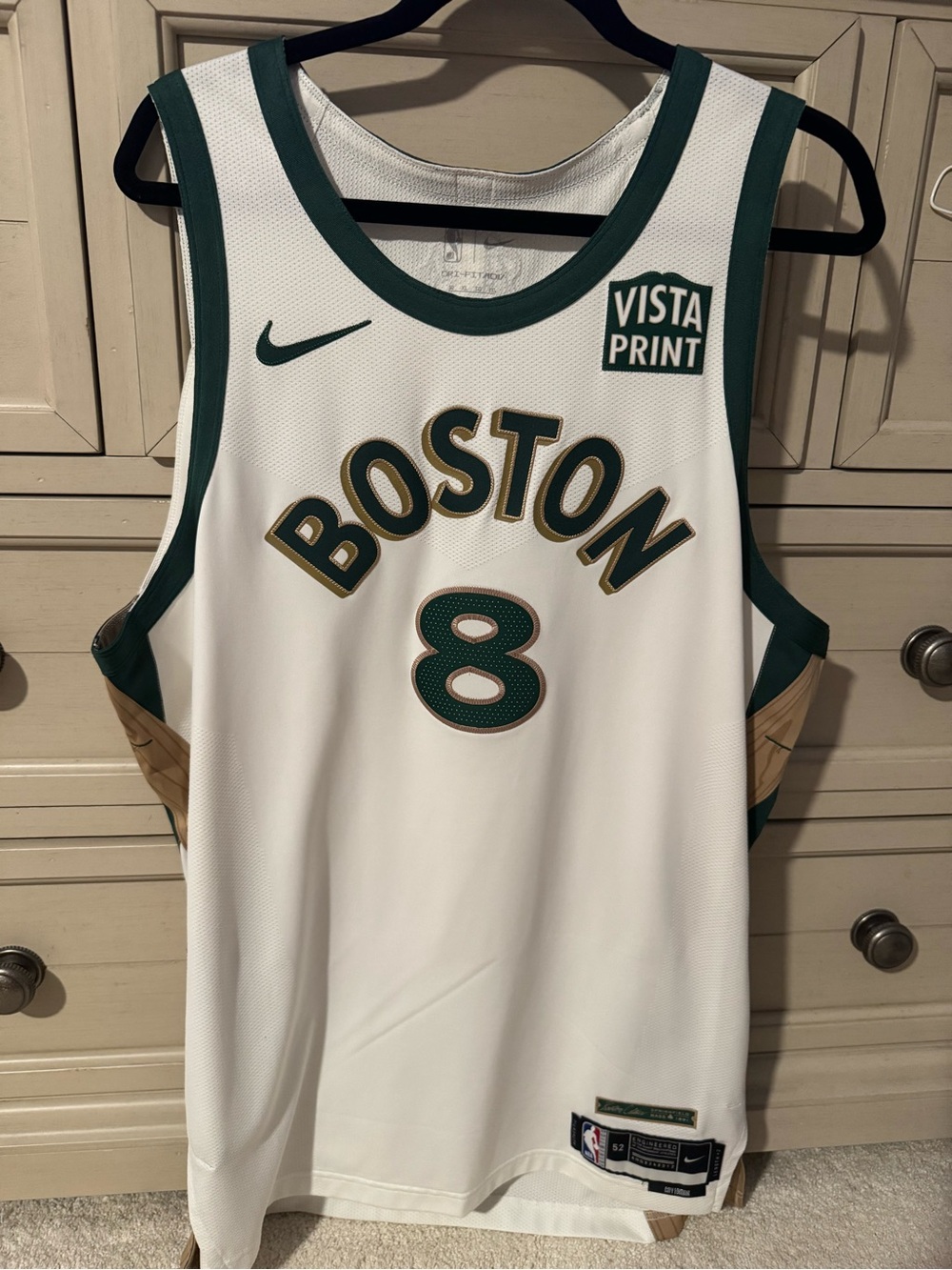 Nike Boston #8 Authentic Porzingis White & Green Basketball Jersey